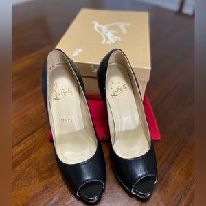 Christian Louboutin Matte Black Peep Toe Heels